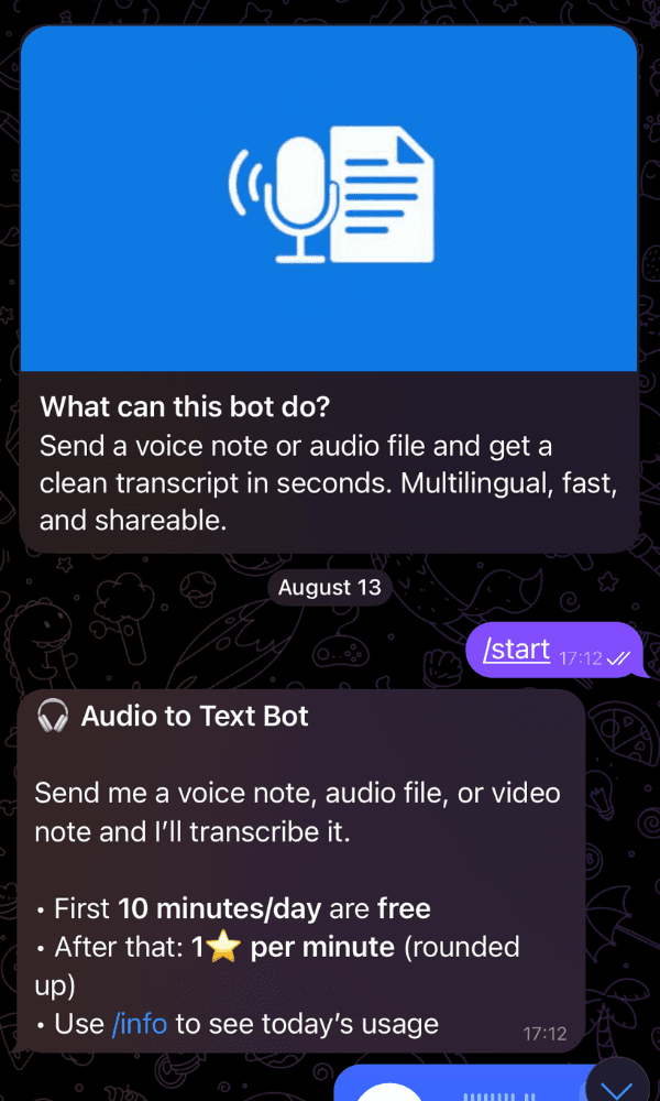 Audio → Text screenshot 1